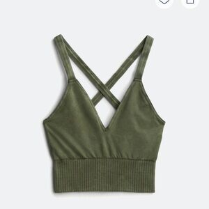 FP Movement by Free People Olive Cross-Back Crop Top
